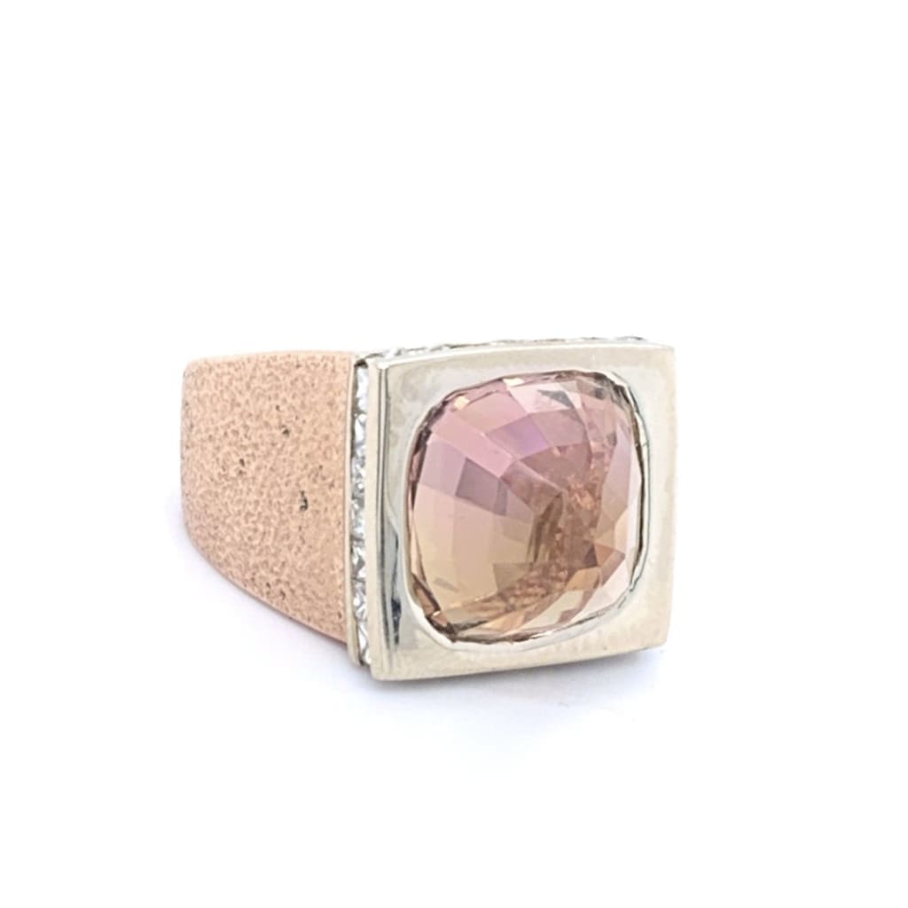 14K GOLD RING WITH CENTER STONE TOURMALINE AND PRINCESS CUT DIAMONDS AT REGARD JEWELRY IN AUSTIN, - Regard Jewelry