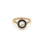 18K YG.50ct Rose Cut Diamond.62tcw Sapphire &.06tcw Diamond