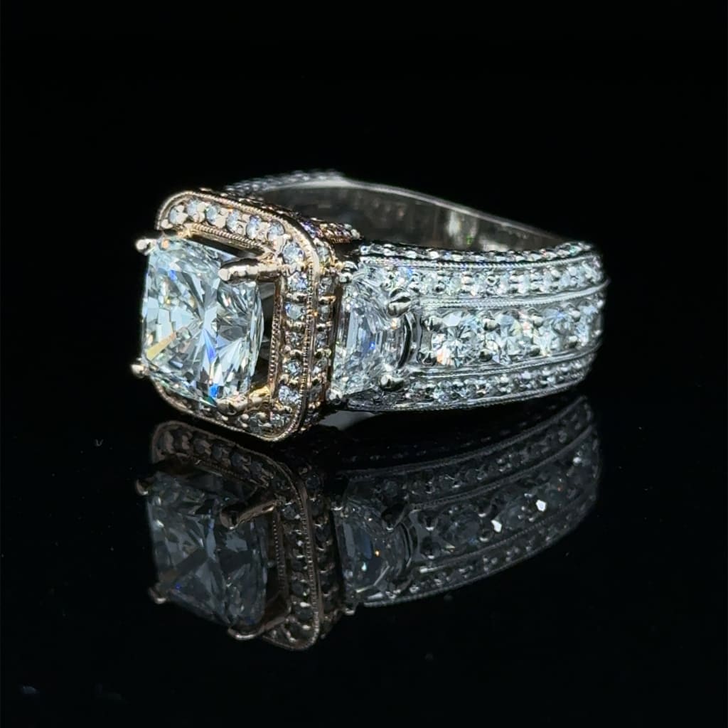 3.01 ct Princess Cut Diamond Engagement Ring 14k Rose