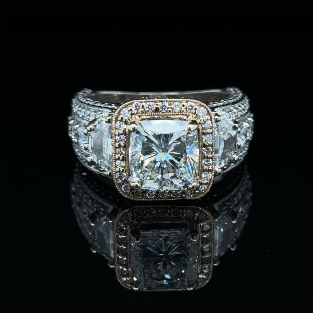 3.01 ct Princess Cut Diamond Engagement Ring 14k Rose