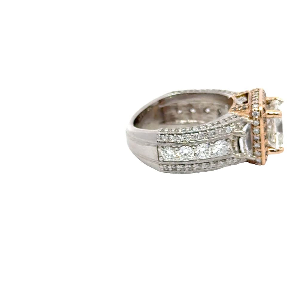 3.01 ct Princess Cut Diamond Engagement Ring 14k Rose