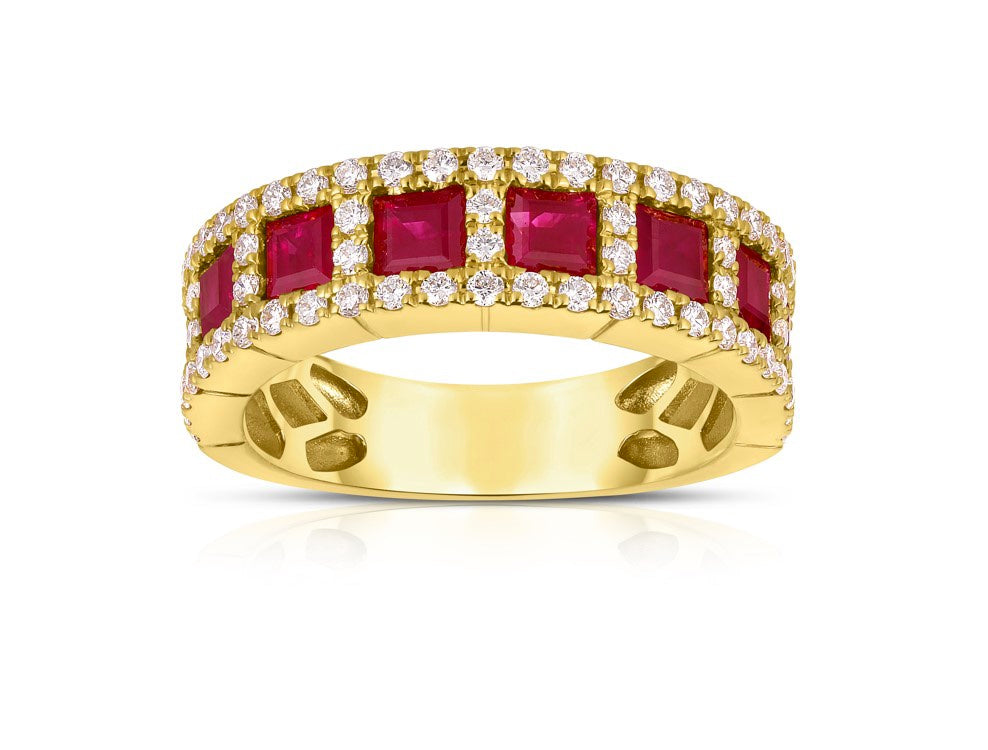 Ruby and Diamond Ring in Detailed Vintage-Inspired Setting