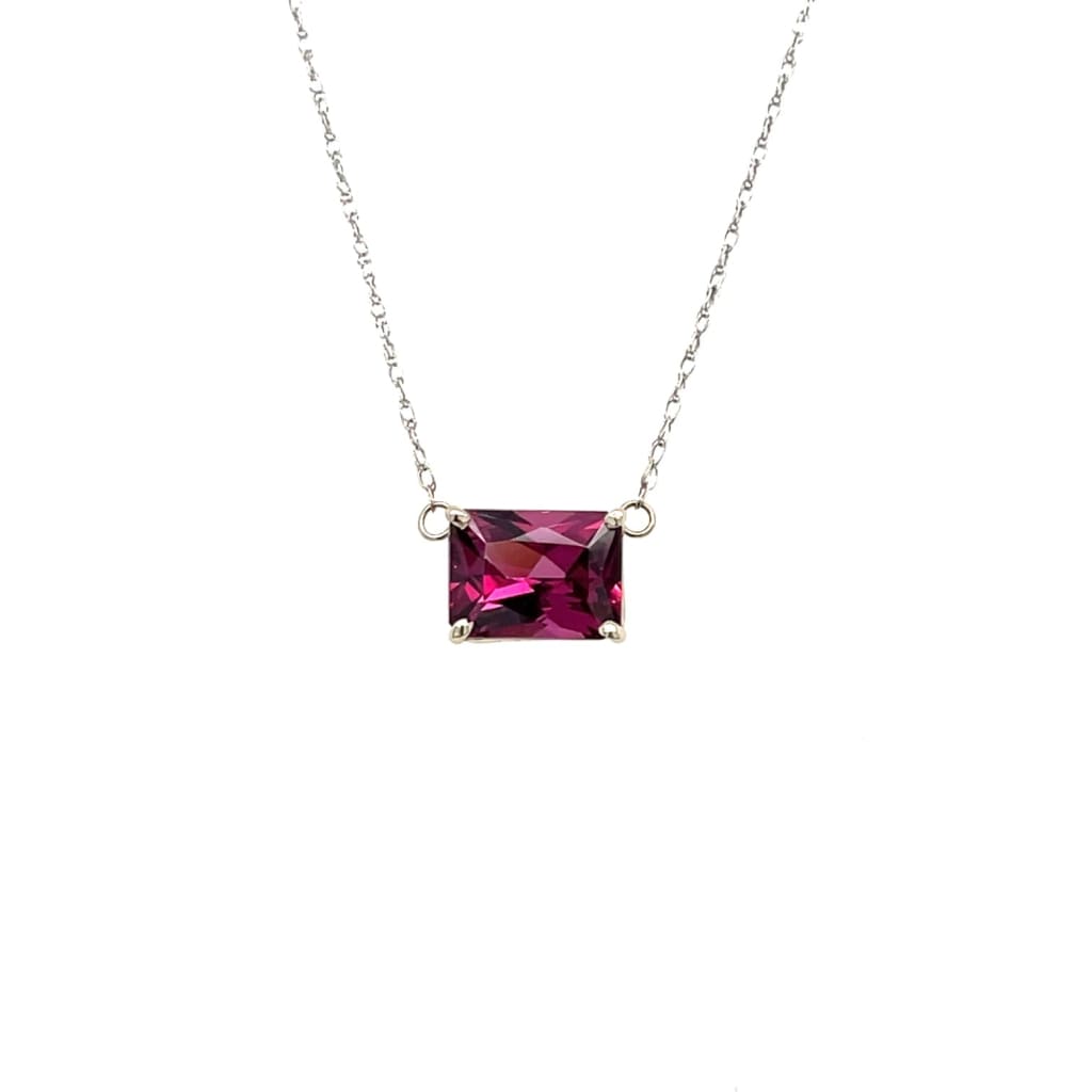 Beautiful Pink Garnet Set in Simple 14k White Gold Pendant