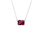 Beautiful Pink Garnet Set in Simple 14k White Gold Pendant
