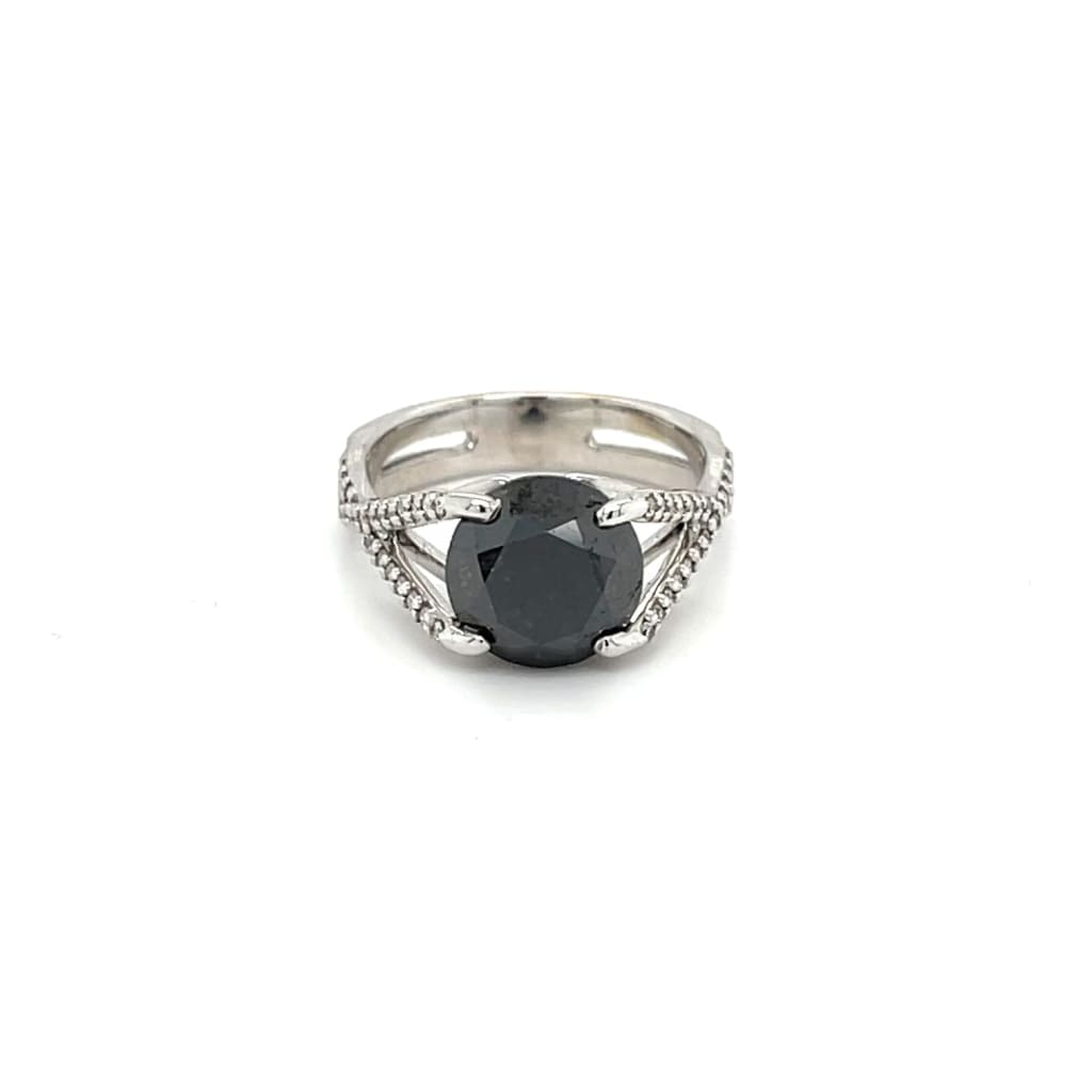 Black Diamond Ring with Diamonds on the Band at Regard