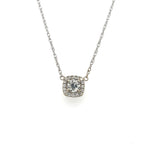 Diamond Halo Necklace 0.34CT Center Diamond in 14k White