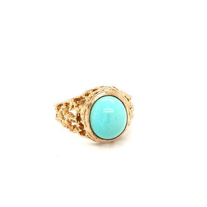 Gold Ring With Turquoise Stone - Estate Ring