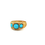Load image into Gallery viewer, Gold Ring With Turquoise Stones - Estate Ring
