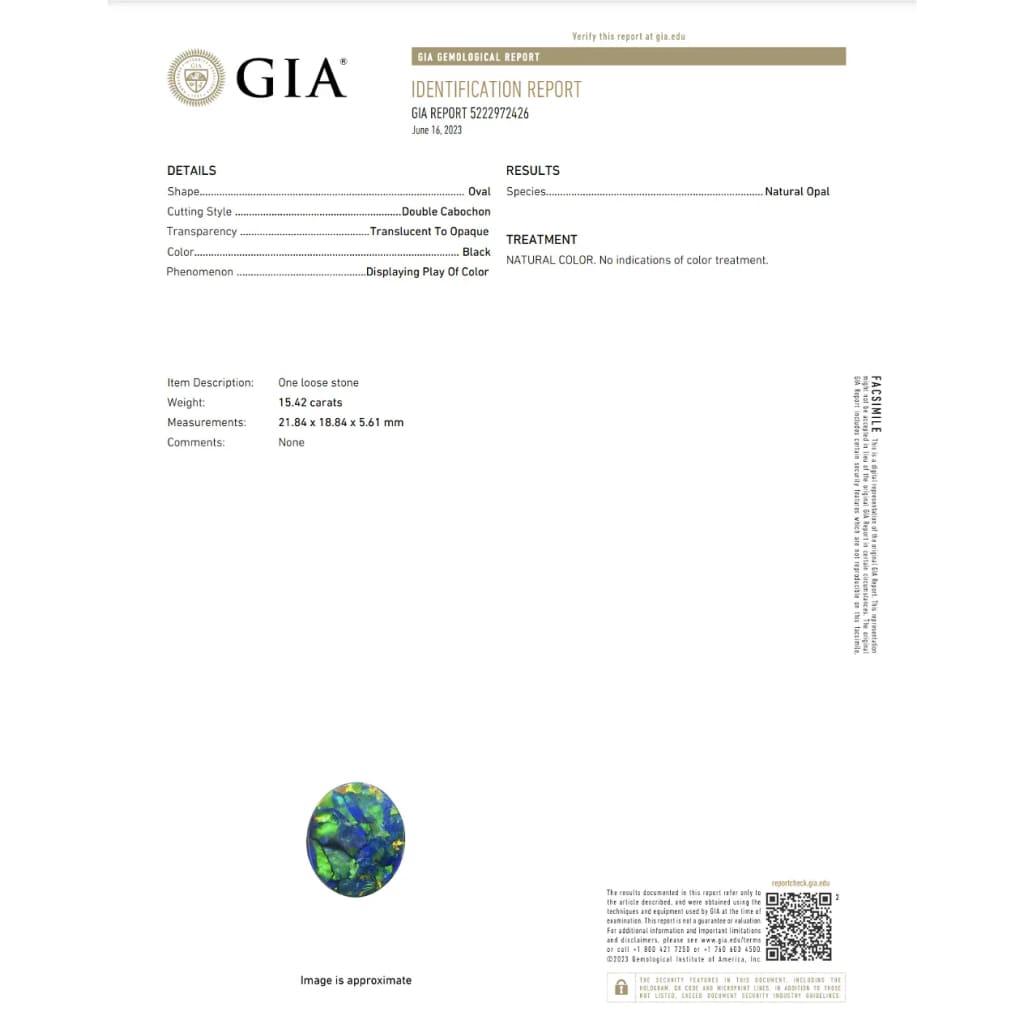 Platinum 15.41ct Oval Australian Lightning Ridge Black Opal