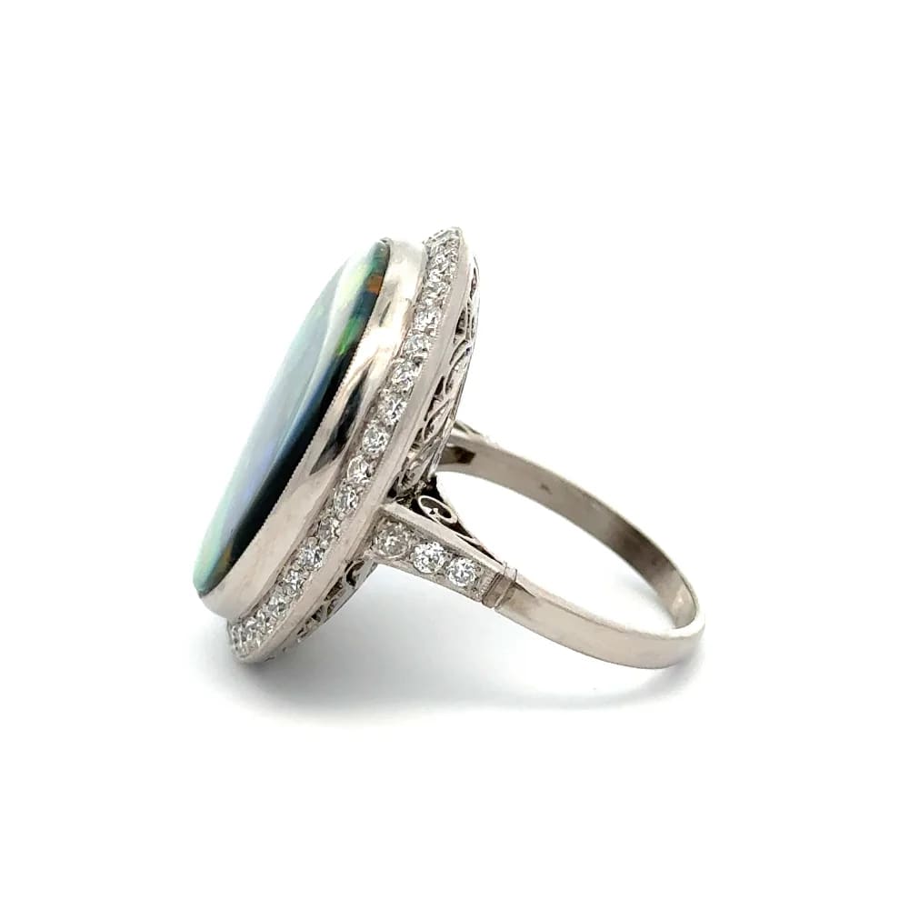Platinum 15.41ct Oval Australian Lightning Ridge Black Opal