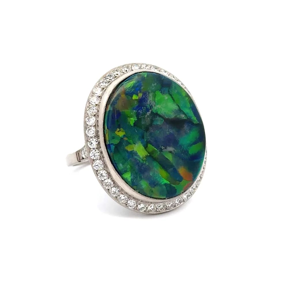 Platinum 15.41ct Oval Australian Lightning Ridge Black Opal