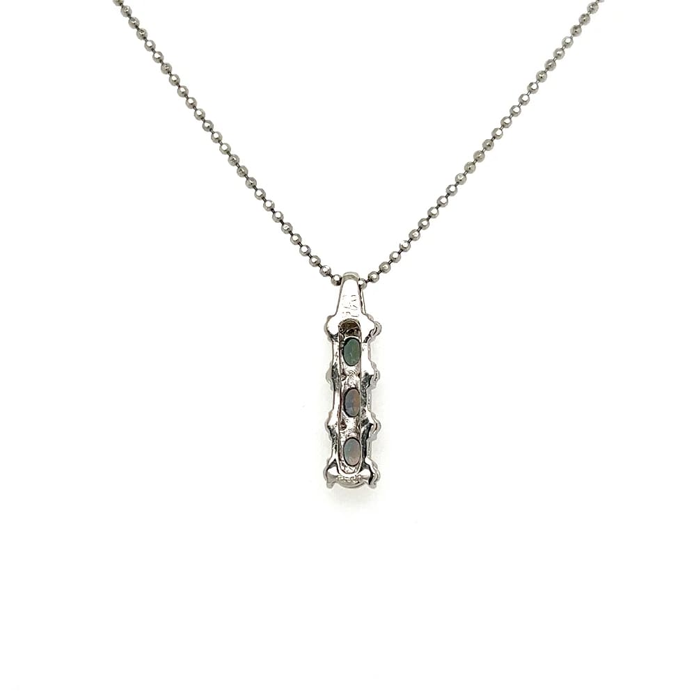 Platinum 3 Alexandrite & Diamond Drop Pendant Necklace 6.4g