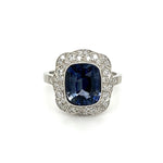 Load image into Gallery viewer, Platinum 4.04ct NO HEAT Cushion Sapphire &amp;.60tcw Diamond
