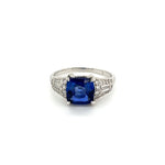 Platinum Art Deco 2.03ct Cushion Ceylon Sapphire GIA &