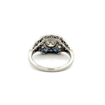 Load image into Gallery viewer, Platinum Diamond Sapphire &amp; Diamond Filigree Milgrain Ring
