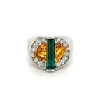 Platinum Modern Green Tourmaline Yellow Sapphire & Diamond