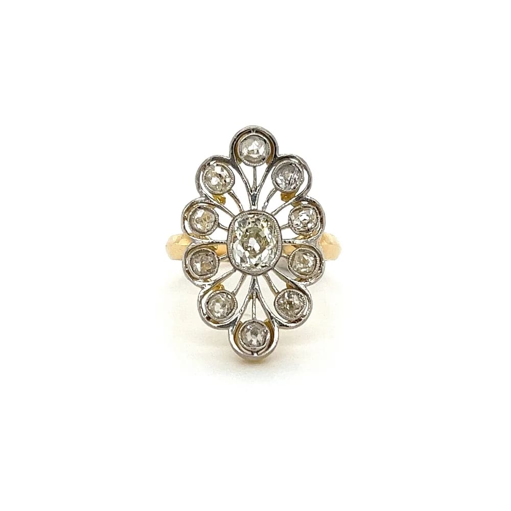 Platinum on 18K Edwardian.65ct Old Mine Cushion Diamond &