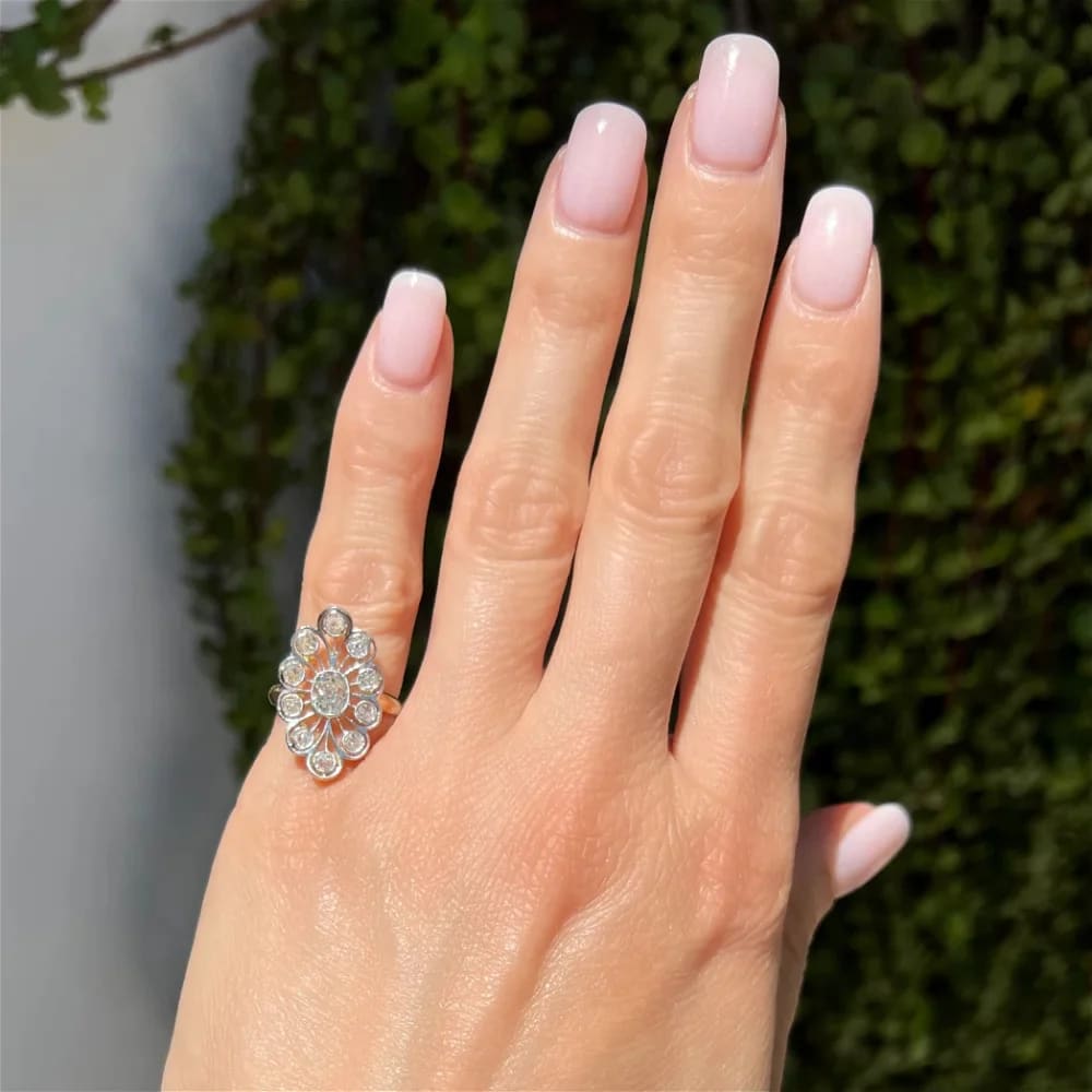 Platinum on 18K Edwardian.65ct Old Mine Cushion Diamond &