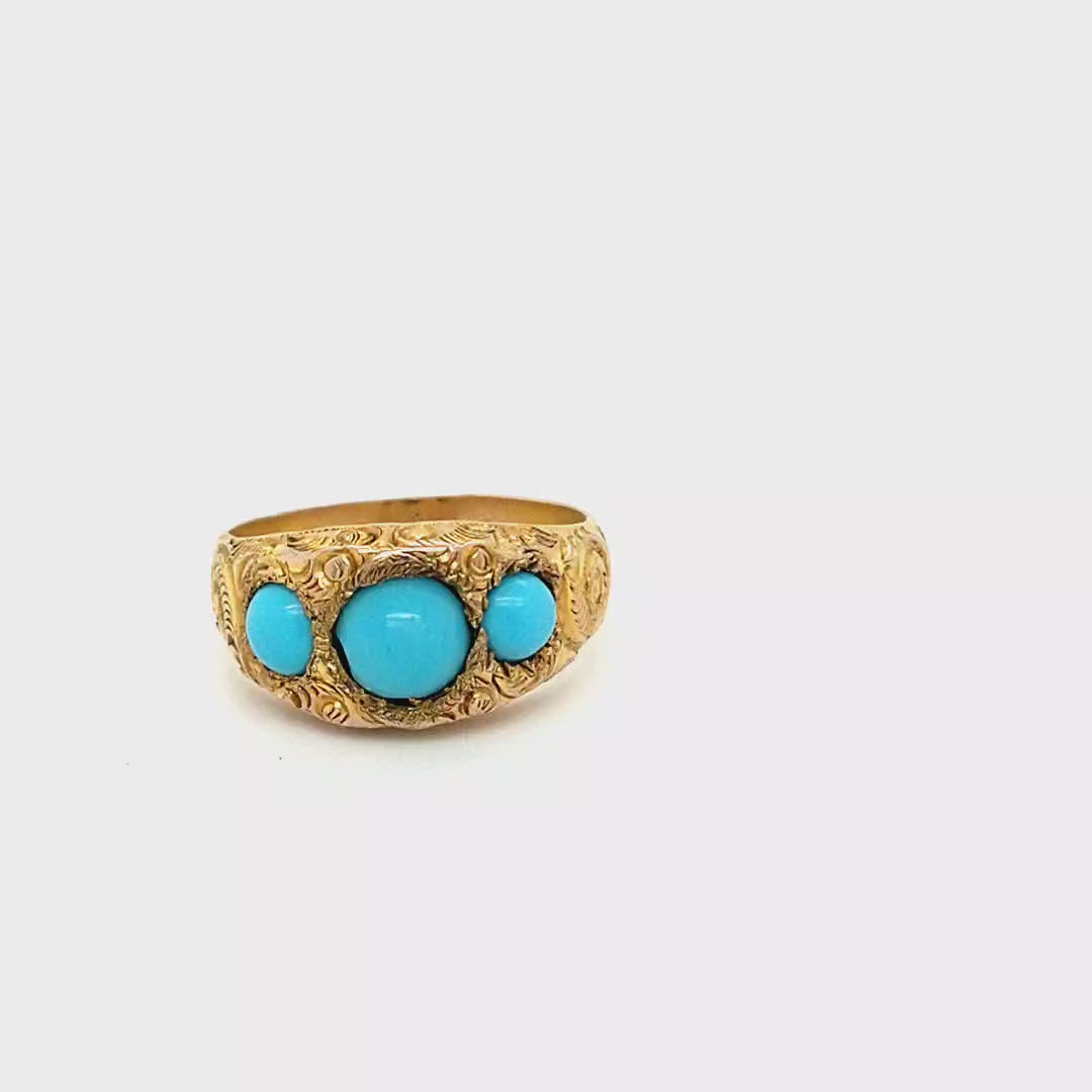 Gold Ring With Turquoise Stones