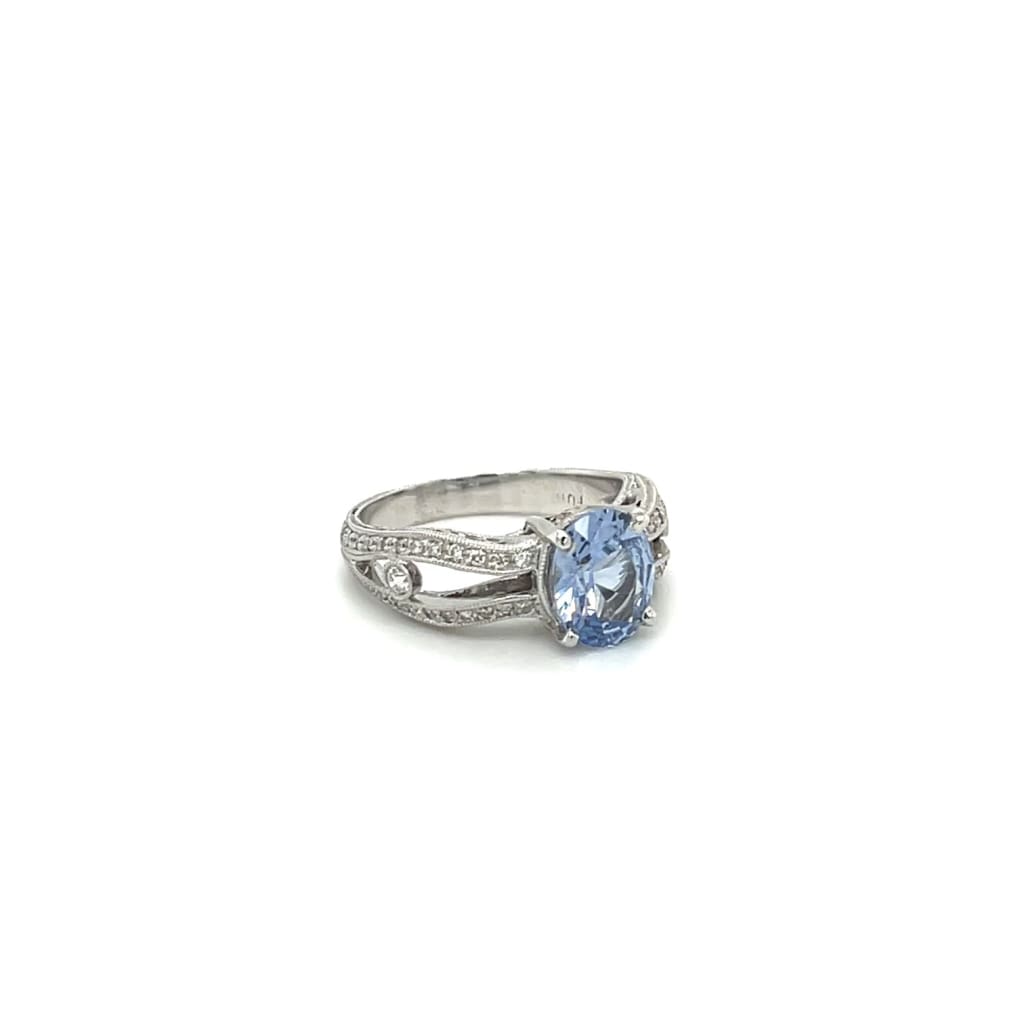 Sapphire and Diamond Ring 18k White Gold at Regard Jewelry