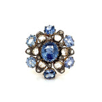 Silver on 14K Victorian 2.80ct NO HEAT Sapphire GIA.90tcw