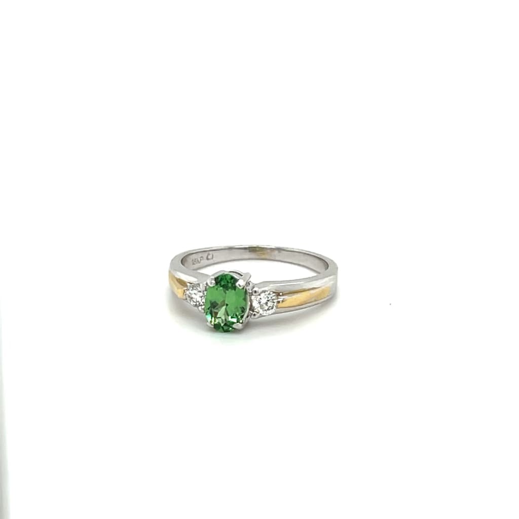 Tsavorite Garnet and Diamond Platinum Ring at Regard Jewelry