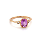Load image into Gallery viewer, 1 CT PINK SAPPHIRE SET IN 14 KARAT ROSE GOLD WITH 2 SMALL DIAMONDS AT REGARD JEWELRY IN AUSTIN, - Regard Jewelry

