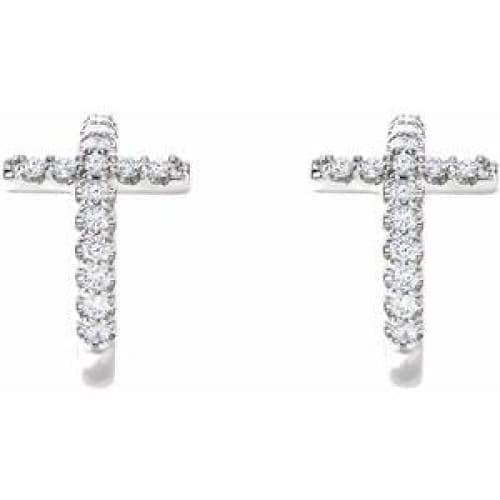 14K 1/4 CTW Diamond Cross Hoop Earrings at Regard Jewelry in Austin, Texas - Regard Jewelry