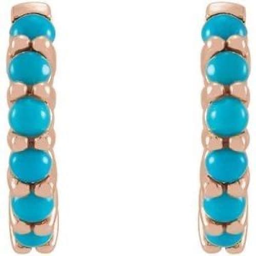 14K Gold Turquoise Hinged Hoop Earrings at Regard Jewelry in Austin, Texas - Regard Jewelry