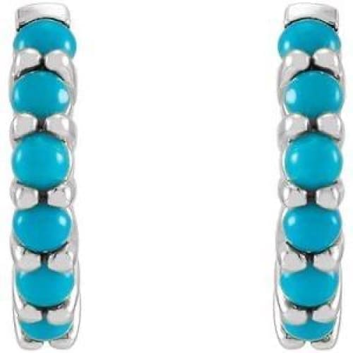 14K Gold Turquoise Hinged Hoop Earrings at Regard Jewelry in Austin, Texas - Regard Jewelry