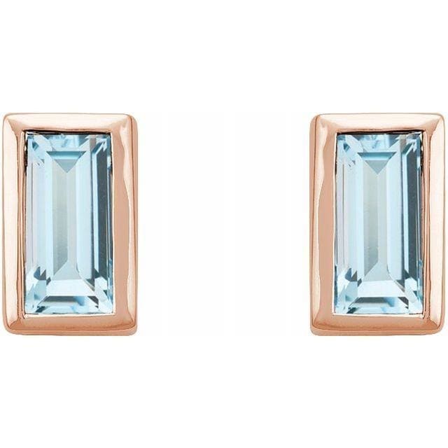 14K Rose Sky Blue Topaz Bezel-Set Earrings at Regard Jewelry in Austin, Texas - Regard Jewelry
