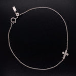 14K WG Bezel Set Diamond Sideways Cross Chain Bracelet 7" at Regard Jewelry in Austin, Texas - Regard Jewelry