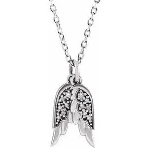 14K White .03 CTW Diamond Angel Wings 16-18" Necklace at Regard Jewelry in Austin, Texas - Regard Jewelry