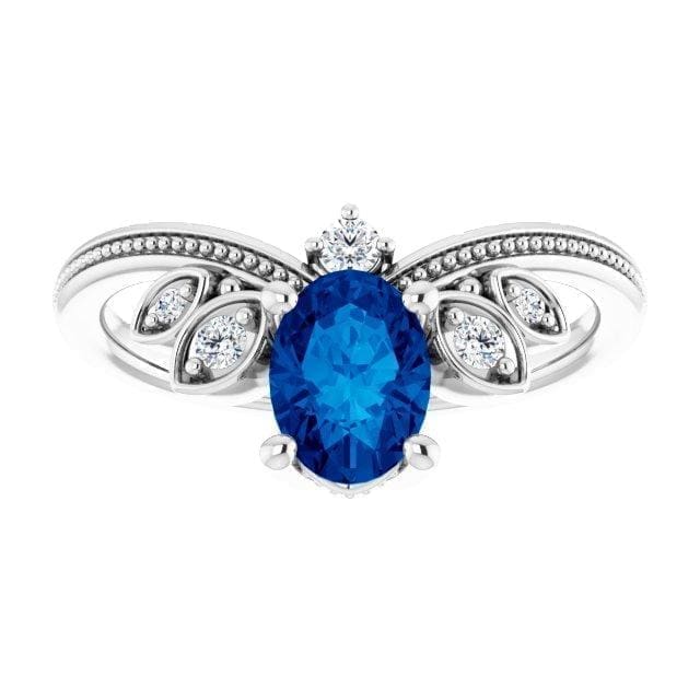14K White 7x5 mm Oval Sapphire Ring at Regard Jewelry in Austin, Texas - Regard Jewelry