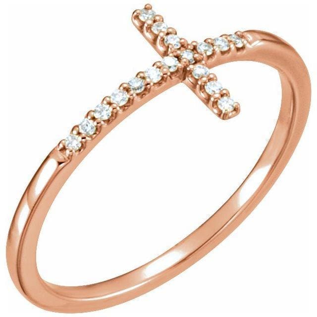 14K Yellow .08 CTW Diamond Sideways Cross Ring at Regard Jewelry in Austin, Texas - Regard Jewelry