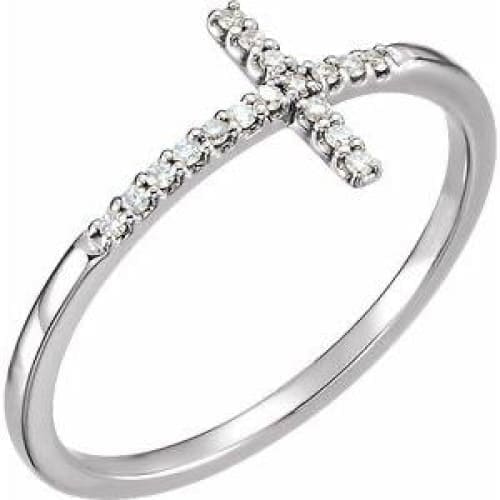14K Yellow .08 CTW Diamond Sideways Cross Ring at Regard Jewelry in Austin, Texas - Regard Jewelry