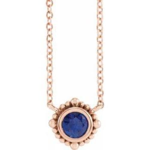 14K Yellow 4 mm Blue Sapphire Beaded Bezel-Set 18" Necklace at Regard Jewelry in Austin, Texas - Regard Jewelry
