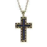 14K YELLOW GOLD CROSS WITH DIAMONDS AND SAPPHIRES IN AUSTIN, TEXAS - Regard Jewelry