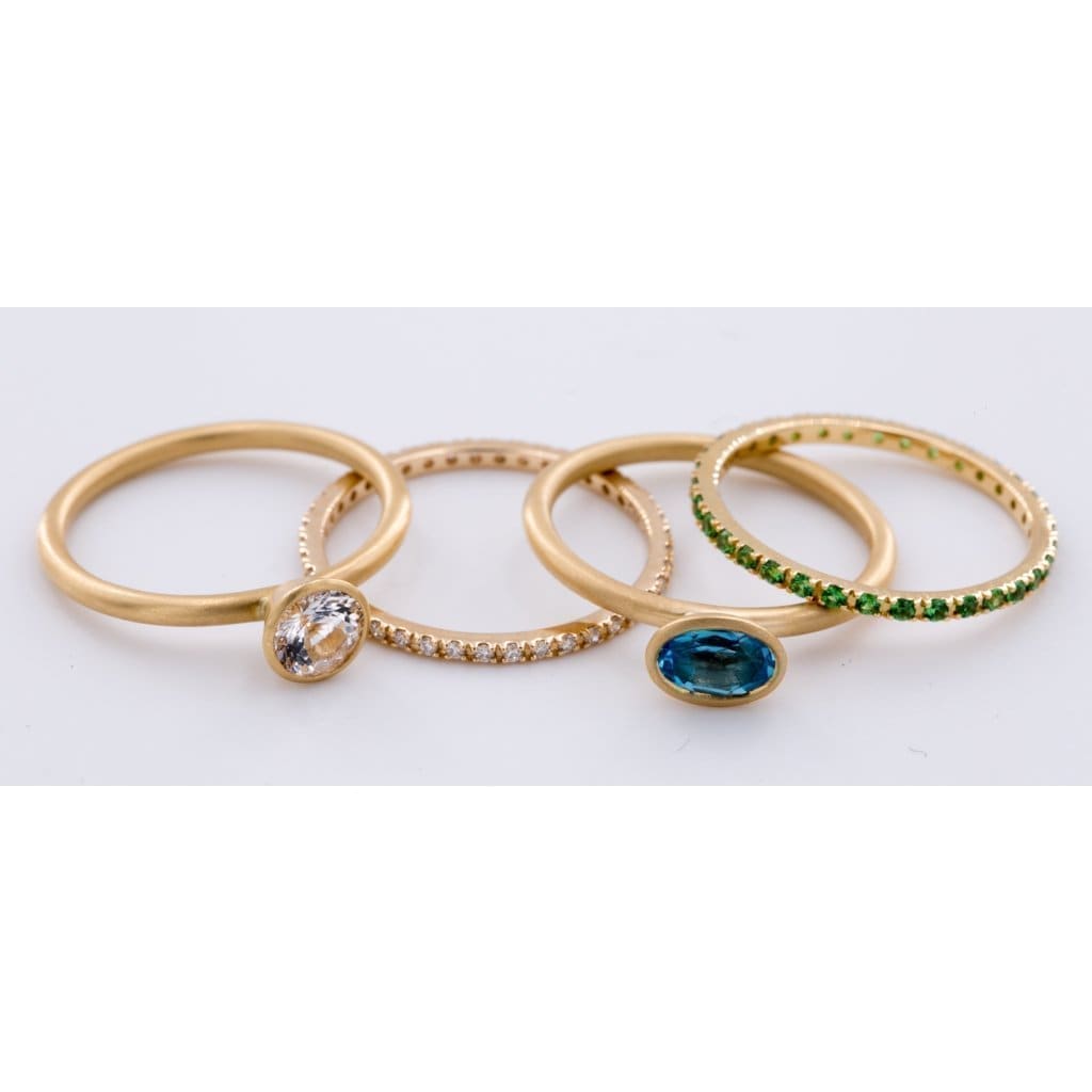 18k Matte Yellow Gold Yumdrop Ring with a Round Morganite by Kimberly Collins Colored Gems at Regard - Regard Jewelry