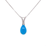 18K WG 3.92ct Pear Turquoise & .07tcw Diamond Pendant 4.6g, 17" at Regard Jewelry in Austin, Texas - Regard Jewelry