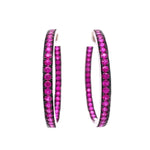 18K WG Inside Out Pink Sapphire Hoops 16.4g, 3.7mm x 1.6" at Regard Jewelry in Austin, Texas - Regard Jewelry