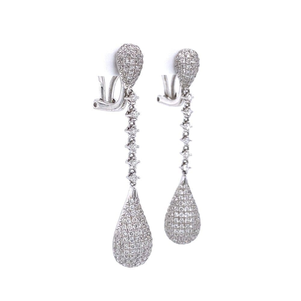 18K WG Pave Drop 1.80tcw Diamond Earrings 8.2g, 1.75" at Regard Jewelry in Austin, Texas - Regard Jewelry