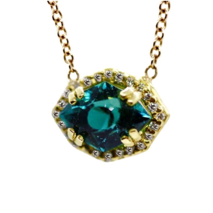 18K YELLOW GOLD PENDANT WITH BLUE-GREEN TOURMALINE AT REGARD JEWELRY IN AUSTIN, TX. - Regard Jewelry