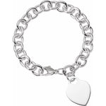 9.75 mm Sterling Silver Charm Cable Bracelet with Lightweight Heart at Regard Jewelry in Austin, - Regard Jewelry