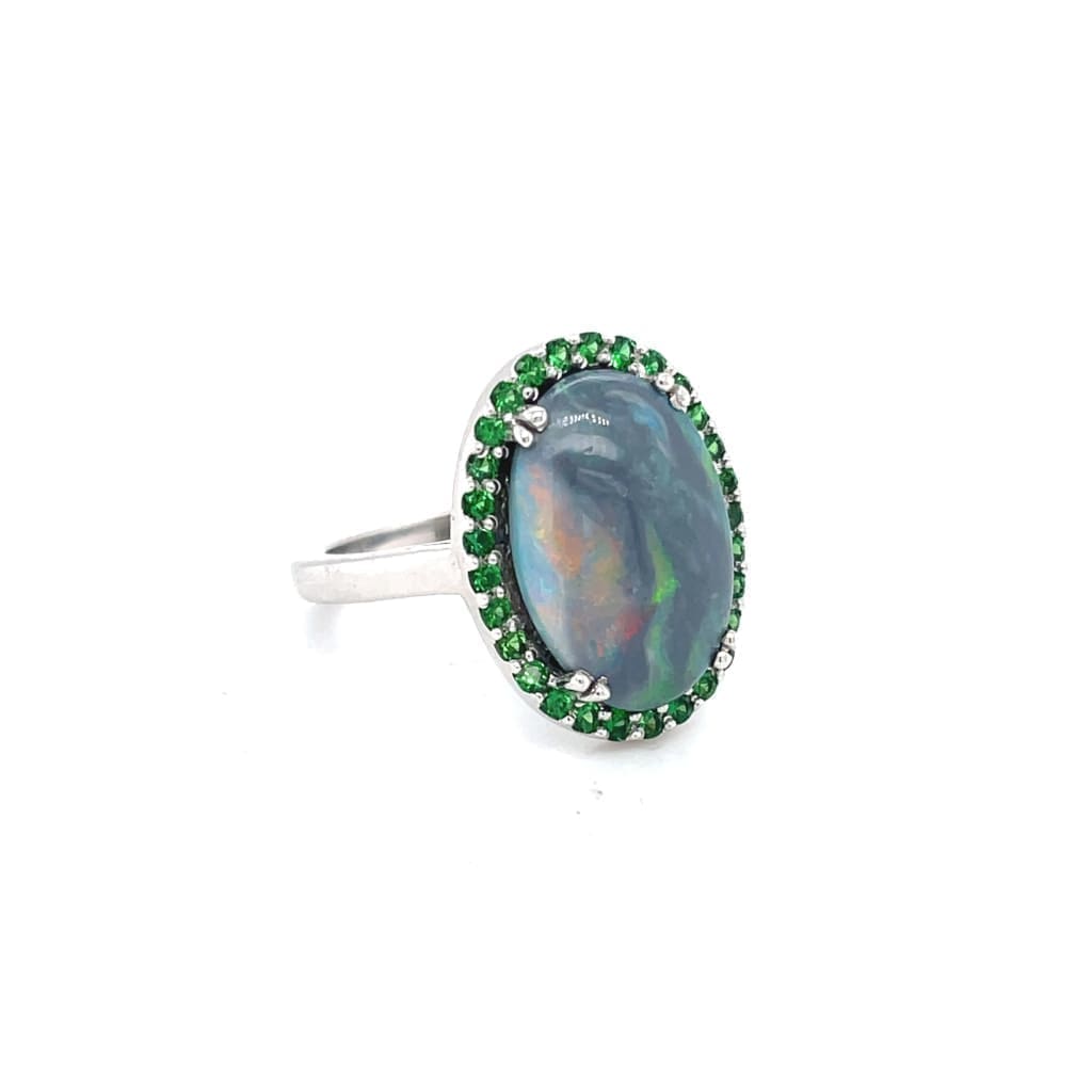 AMAZING OPAL AND TSAVORITE SET IN 14 KARAT WHITE GOLD AT REGARD JEWELRY IN AUSTIN, TEXAS - Regard Jewelry