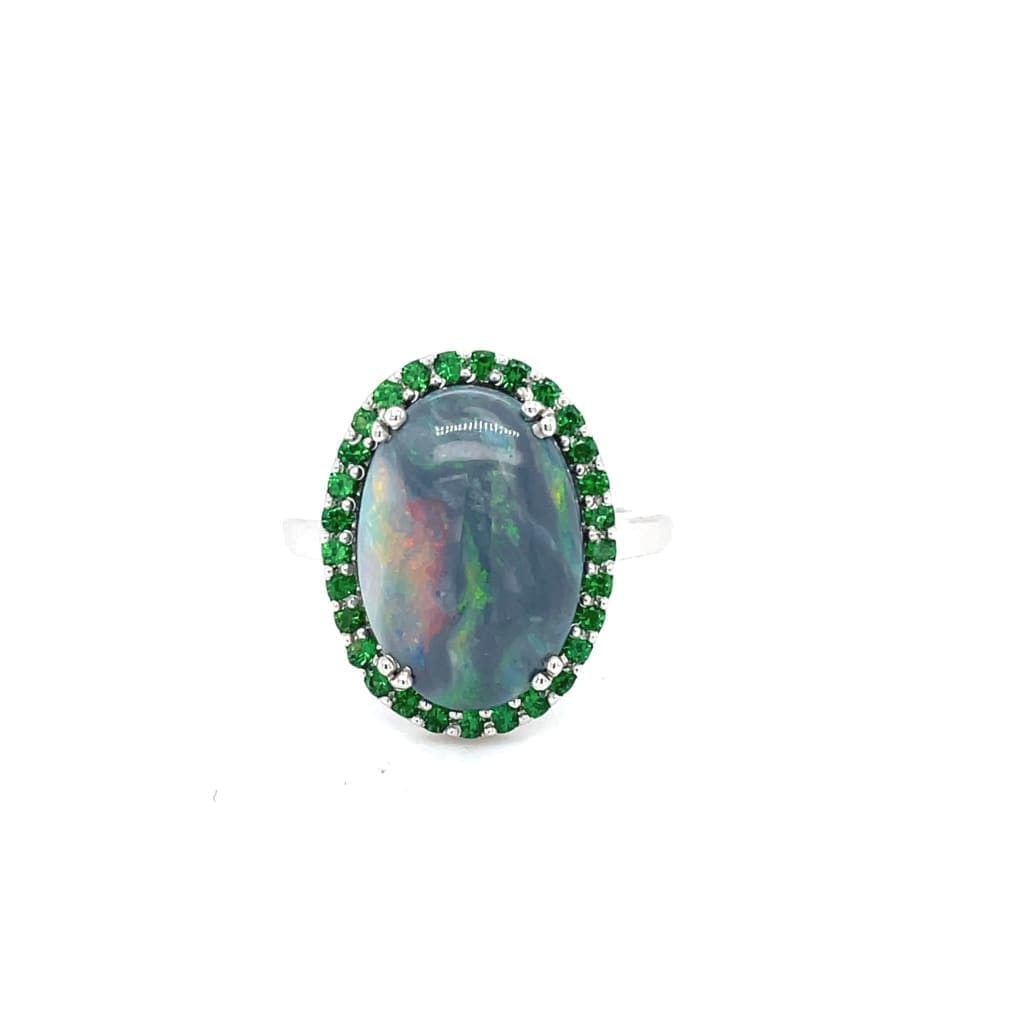 AMAZING OPAL AND TSAVORITE SET IN 14 KARAT WHITE GOLD AT REGARD JEWELRY IN AUSTIN, TEXAS - Regard Jewelry