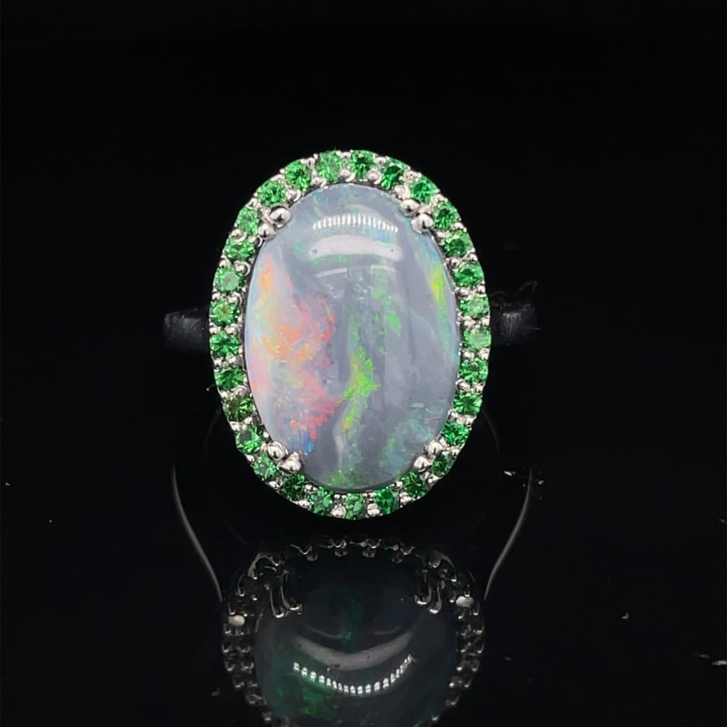 AMAZING OPAL AND TSAVORITE SET IN 14 KARAT WHITE GOLD AT REGARD JEWELRY IN AUSTIN, TEXAS - Regard Jewelry