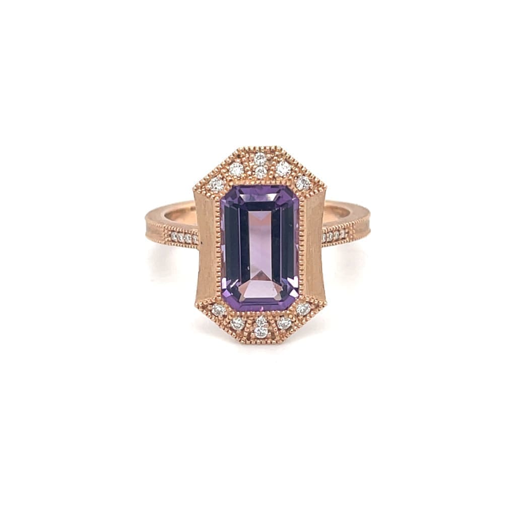 Amethyst Antique Style Ring with Accent Diamonds at Regard Jewelry in Austin, Texas - Regard Jewelry