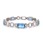 Art Deco 5 Aquamarine & Diamond Bracelet 21.5g, 7" at Regard Jewelry in Austin, Texas - Regard Jewelry