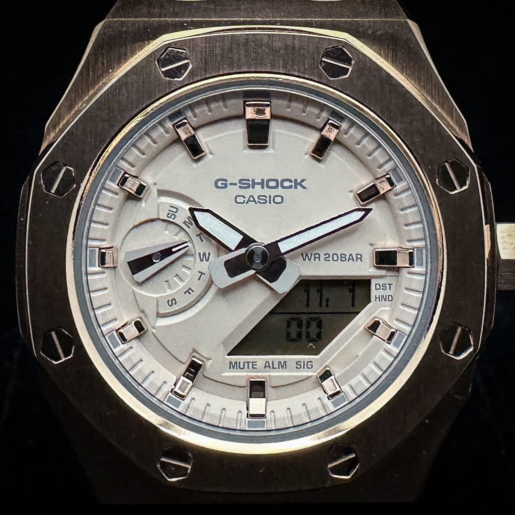 Casio G-Shock Royal Oak Conversion - Full Bracelet, Pink/Gold Dial (GM-AS2100-4A Base) at Regard Jewelry in Austin, Texas - Regard Jewelry